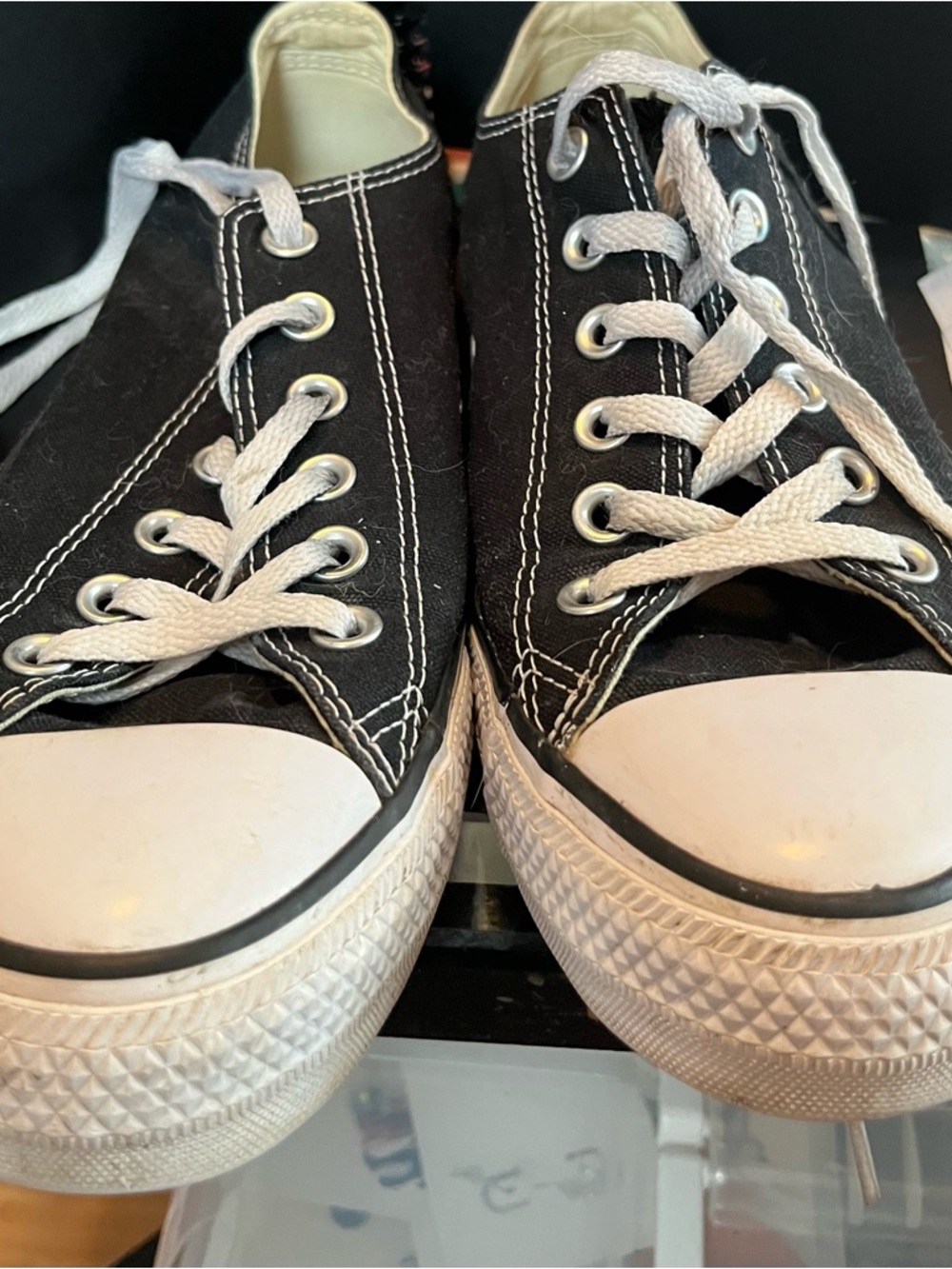 Converse Classic Black Canvas Low-Top Sneakers with White Toe Cap